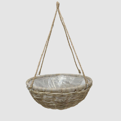 Natural Rattan Hanging Planter with Liner – Beige – product photo 1