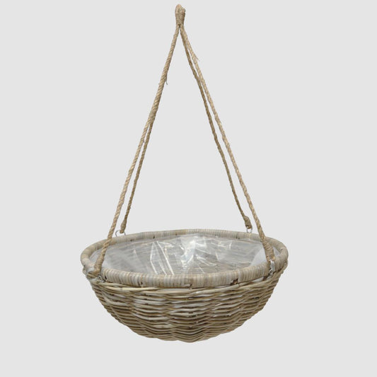 Natural Rattan Hanging Planter with Liner – Beige – product photo 1