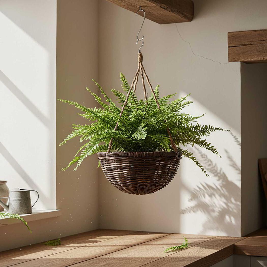 Natural Rattan Hanging Planter with Liner – Beige – product photo 2