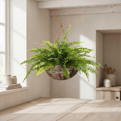 Natural Rattan Hanging Planter with Liner – Beige – product photo 3