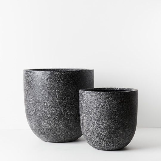 Black Poly Terrazzo Egg Planters – Set of 2 – product photo 2